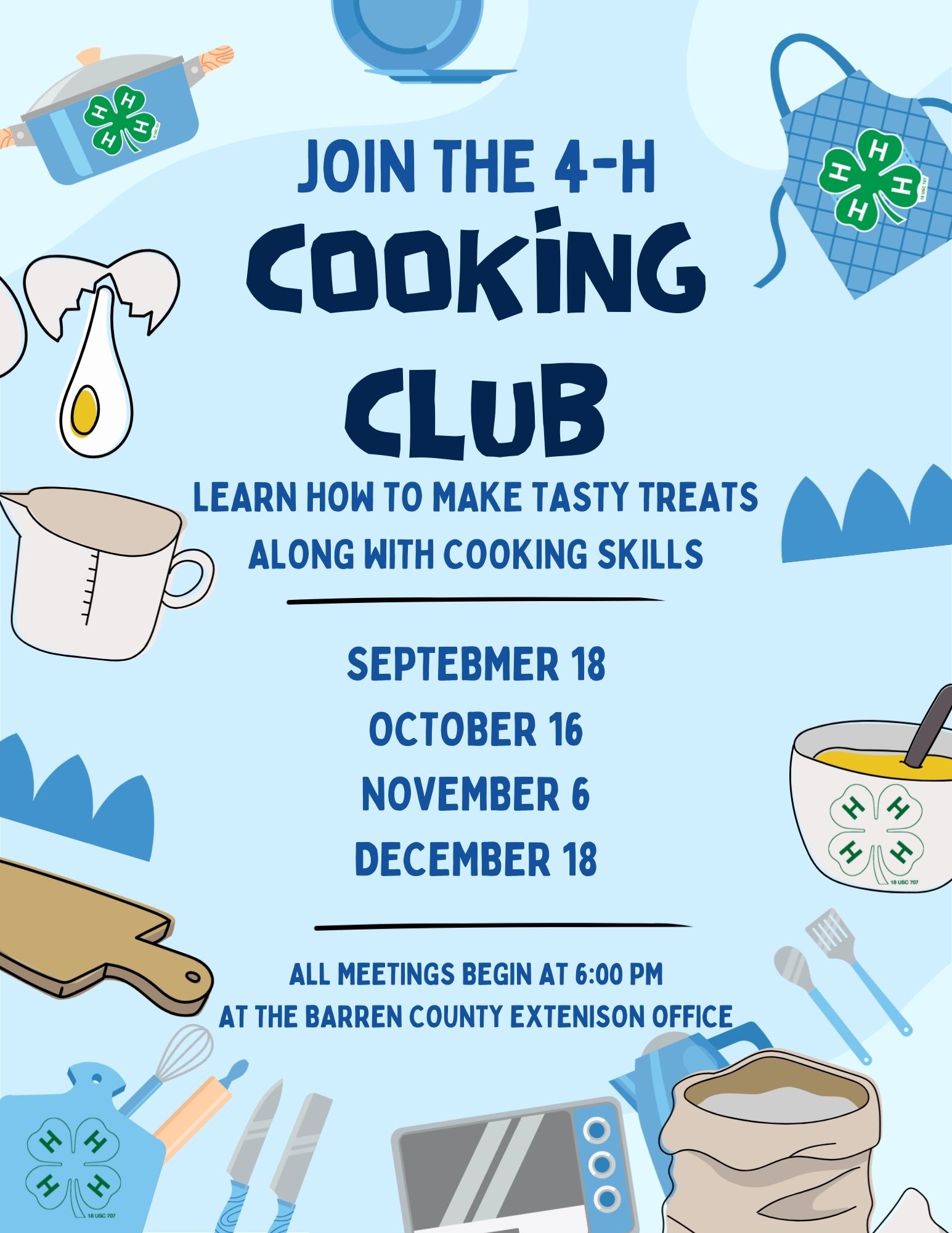 cooking club meeting dates 